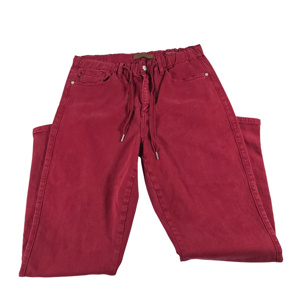 Judy Blue Garment Dyed Drawstring Skinny Jeans Burgundy Red JB88727 C 13/31